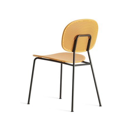 Tondina Slim – Chaise empilable en métal avec dossier et assise en plastique recyclé pour usage quotidien