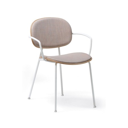 Tondina – Chaise en bois avec assise en tissu et accoudoirs, parfaite pour un confort élégant au quotidien