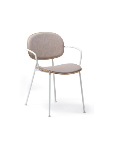 Tondina – Chaise en bois avec assise en tissu et accoudoirs, parfaite pour un confort élégant au quotidien
