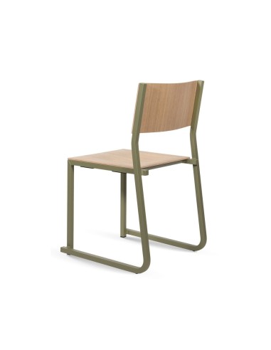 Chaise GT01 – Design industriel chic avec structure métallique fine et assise en bois clair