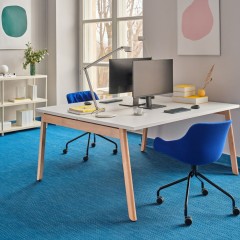 Bureau double pied en bois massif